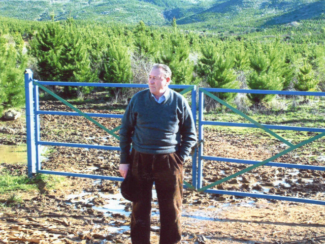 Fundador de Forestal León junto a una plantación joven de Pino Radiata